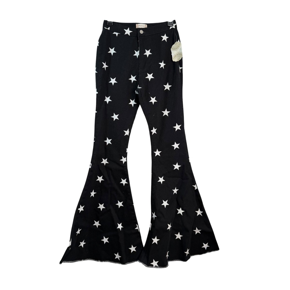 Altar'd State Black White Star Print Flare Bell Bottom Jeans Size Small NWT